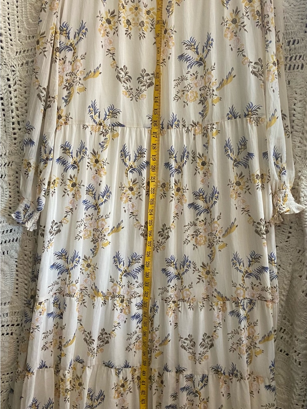 NWT Arula Size B 2X Ivory Floral Tiered Maxi Dress Boho - Picture 12 of 13